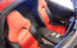 Premium seat covers installed in a C7 Corvette.