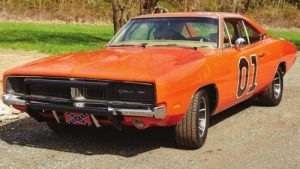 The General Lee 1969 Dodge Charger from the tv show The Dukes of Hazzard