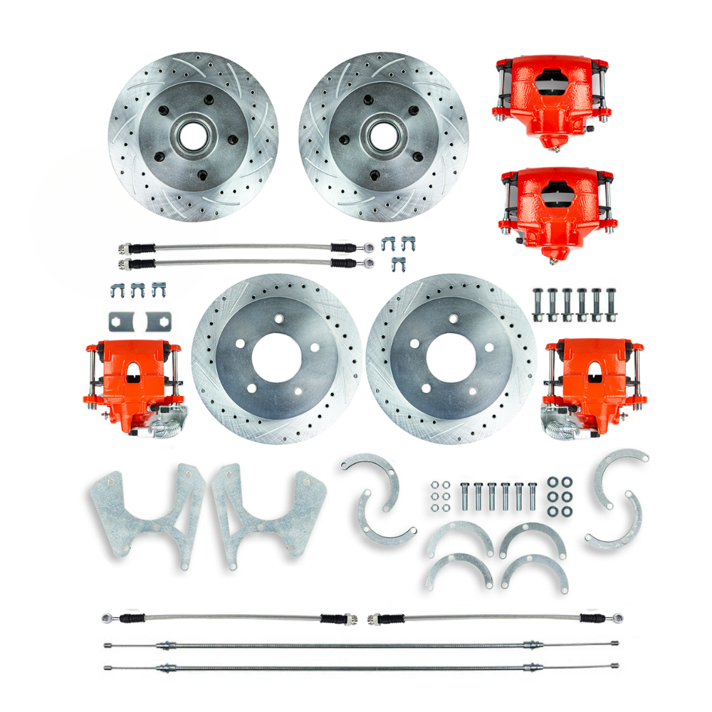 1973-1987 Chevrolet and GMC Disc Brake Conversion Kit with Red Calipers by The Right Stuff