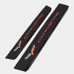 Painted Door Sill Plates w/Logos For C6 Corvette