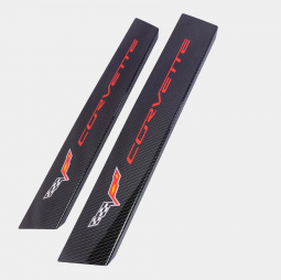 Hydro Carbon Fiber Door Sill Plates Set w/Logos For C6 Corvette