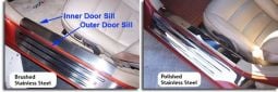 Polished or Brushed Stainless Inner and Outer Door Sills C6 Corvette