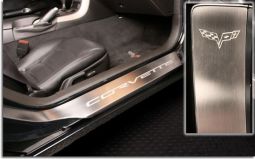 Brushed or Polished Logo Door Sills for C6 Corvette