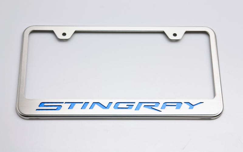 C7 Corvette BLACK License Plate Frame With STINGRAY Logo