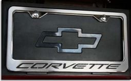Stainless and Carbon Fiber Logo License Plate Frame for C5 Corvette