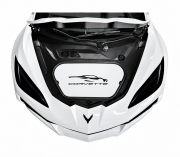 C8 Corvette custom-painted frunk cover with Corvette script and C8 silhouette, gallery view 1