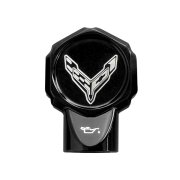 2020-2026 Chevrolet Corvette Billet Oil Dipstick Cover - GM Licensed, Engraved Corvette Flags, Di...