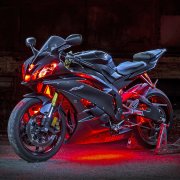 XK Glow Red LED Accent Light Strip Kit for Motorcycle - 10 Piece Waterproof Under Glow Pods and F...