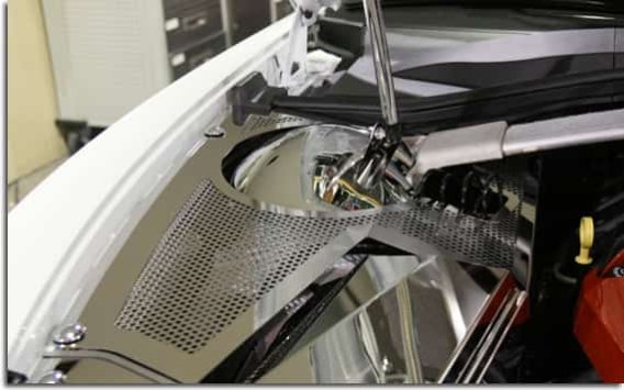 Camaro Perforated Stainless Inner Fender Covers and Fuse Box Cover